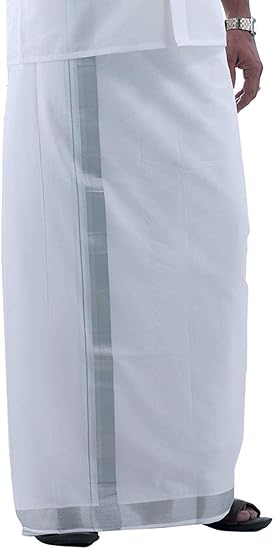 Men's Cotton Dhoti Mundu/Veshti/Lungi (48) White