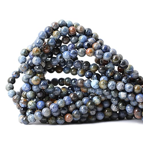Qiwan 60PCS 6mm Natural Sunset dumortierite Gemstone Beads Gem Round Loose Beads for Jewelry Making 1 Strand 15"