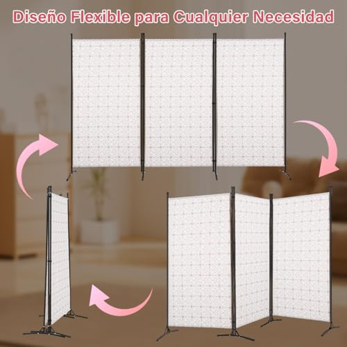 Biombo Divisor Portátil, Biombo Plegable de 3 Paneles, Separador de Ambientes para Privacidad, Divisor de Espacios Decorativo para Oficina Habitación, Pantalla Plegable Ligera y Ahorradora de Espacio