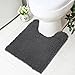 TREETONE Chenille Bath Mat Bathroom Rugs,21x24 Inchs U-Shape Contoured Toilet Mat, Machine Wash,Soft, Non Slip,Water Absorbent Plush Rugs for Tub Shower & Bath Room - Charcoal Gray