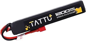 TATTU 11.1V LiPo Airsoft Stick Battery with Deans Connector,3S 1200mAh 25C Battery Pack for Airsoft Gun