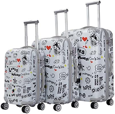 TERMINAL Luggage 3 PCS Suitcase Set 20''+24"+28" Trolley Bags | Durable Hard-Shell ABS+PC With 360° Spinner Wheels, Lightweight, Ergonomic Handle, Full Lining &amp; TSA Lock | Colorful Prints (Miss)