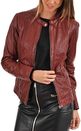 Shine Leather Women's Lambskin Leather Maroon Jacket Large