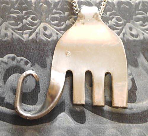 Elephant Necklace made from Upcycled Forks, Vintage silverware necklace into Elephant, Unique Jewelery, Alabama Mascot necklace, Roll Tide jewelery, Republican Elephant