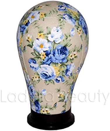 Floral Collection Canvas Block Head 4 Size available (21"- 24") - Mannequin Head Wig Display With Mount Hole (F5-23)