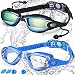 COOLOO Swim Goggles, Pack of 2, Swimming Goggles for Adult Men Women Youth Kids Child, Triathlon Equipment, with Mirrored & Clear Anti-Fog, Waterproof, UV 400 Protection Lenses, Made