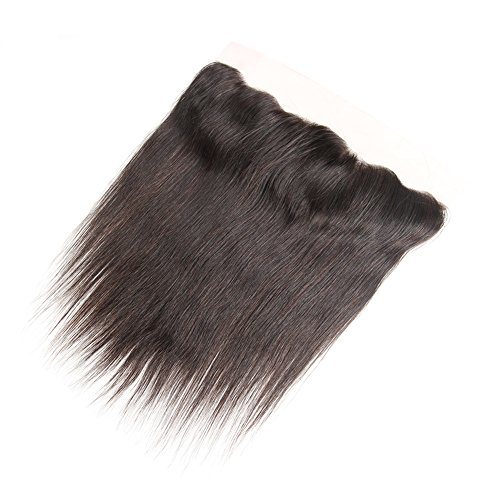 Huarisi-Straight-Virgin-Hair-Frontal-Only-Brazilian-Human-Hair-with-Baby-Hair-Single-Free-Part-Lace-Closure-4x13-Ear-To-Ear-Slightly-Bleached-Knots-Natural-Black-Color-12-Inch-for-Black-Women