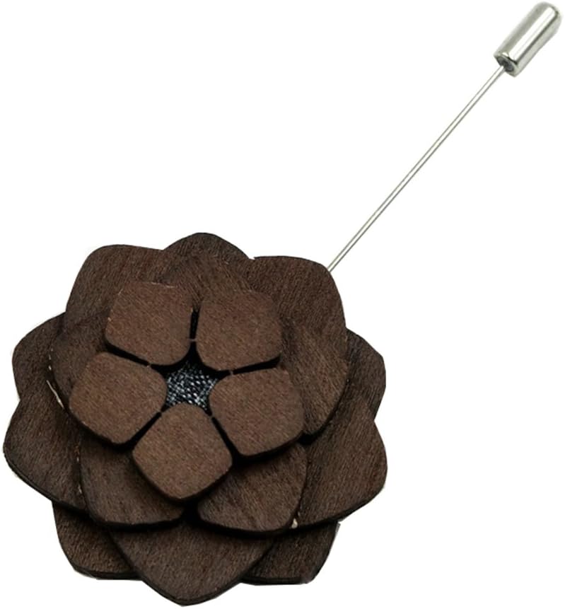 Men's 100% Handmade Unique Designed Wood Brooch Flower Boutonniere Fashion Lapel Pin Party Wedding Formal Multi-Color