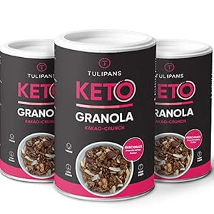 Tulipans Keto Granola ohne Zucker | Kakao-Crunch Protein-Müsli Low Carb | 80% weniger Kohlenhydrate als herkömmliche…