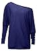 BLINGLAND Women's Off Shoulder Batwing Sleeve Sweater Loose Pullover Knit Jumper Oversized Tunics Top (X-Large, Blue)