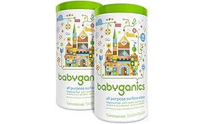 Babyganics All Purpose Surface Wipes, Fragrance Free, 150 Count (contains Two 75-count canisters)