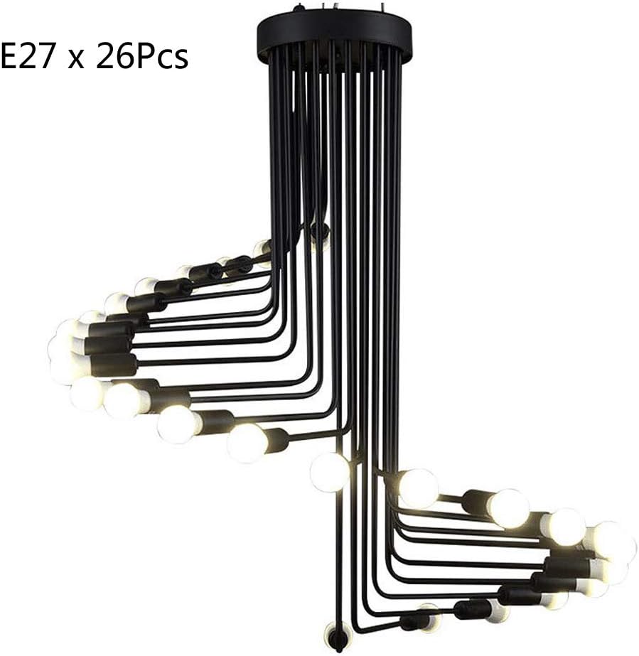 Retro Rustic Style Pendant Light E27x26 Loft Hanging Lights Spiral Staircase Chandelier Height-Adjustable 1m, DIY Ceiling Spider Pendant Lamp for Living Room Restaurant Clothing Store Bar Cafe