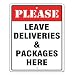 Please Leave Deliveries and Packages Here Sign 10x8 .04 Inch Aluminum Sign Rust Free Aluminum UV Printed Reflective Easy to Mount