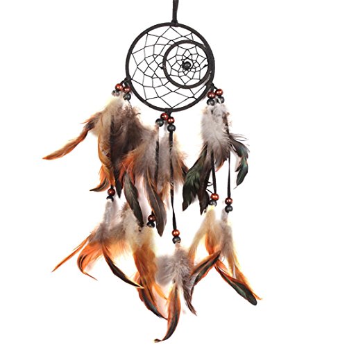 Fullkang Two Circles Dream Catcher Circular Feathers Wall Hanging Decoration Decor Craft