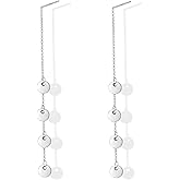 Aliyoham Silver Cascading Disc Earrings for Women, Hypoallergenic Sterling Silver Tassel Dangle Earrings Jewelry for Women​