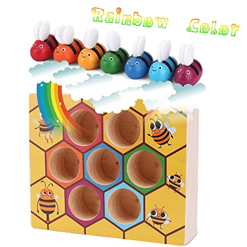 XREXS Toddler Bee Hive Preschool Wooden Toys,Bee Toy,Motor Skills Toys for Toddlers for Baby Early Educational Toddler Montessori Game Motor Skills Toy