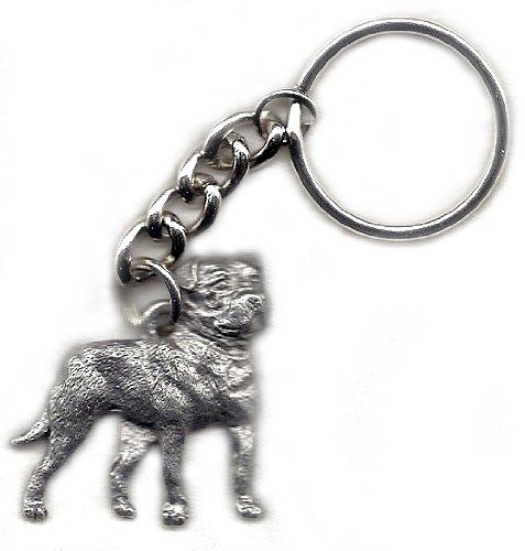 American Bulldog Dog Fine Pewter Keychain Key Chain Ring