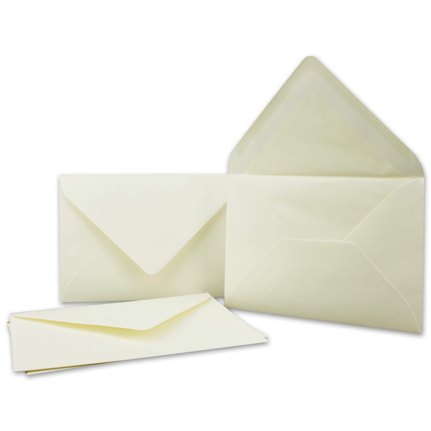 Envelopes in Natural White DIN B6-12.5 x 17.6 cm Ribbed Paper Silk Lining for Christmas and Festive Occasions 50 gefütterte Briefumschläge cream