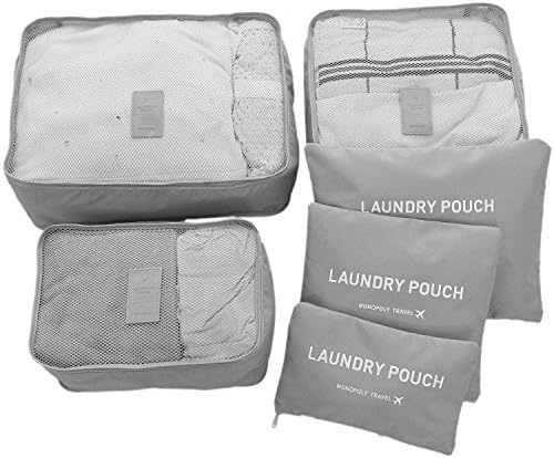 6 sets Travel Bag Travel Luggage Organizer Packing Organizer Waterproof Dust Proof Foldable Durable Travel Storage (Gray)