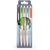 Amazon.com : Kikkerland Retro Pens, Set of 5, Multi (4308-A