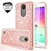 LeYi Compatible for LG K20 Plus case, LG K20 / LG K20 V/LG Harmony/LG K10 2017 / LG LV5/ LG Grace Case with 2PCS Tempered Glass Screen Protector, Glitter Bling Girls Women Phone Case Rose Gold