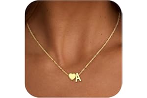 Treasure Bender Christmas Gifts for Grandkids Teens Girls - 18K Gold Plated Heart Initial Pendant Necklaces for Women Girl Birthday Gifts Stocking Stuffers for Teen Girls Women Jewelry