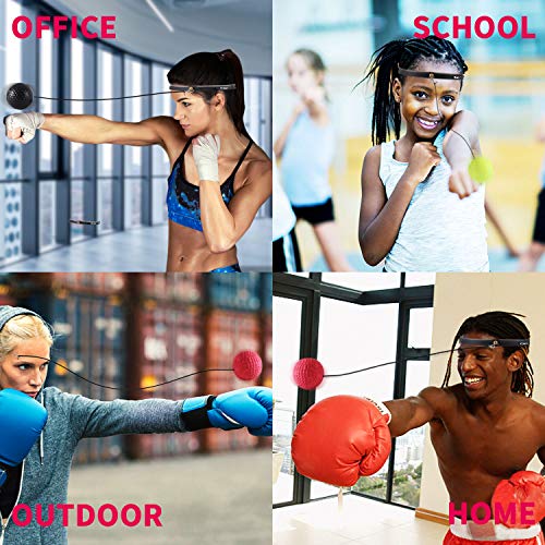 GOAMZ Boxe Balle, 3 Différents Boxing Reflex Ball + Bandeau Ajustable, pour Les Réactions de Vitesse d’entraînement s’améliorent, Fight Vitesse, La Coordination Main-œil