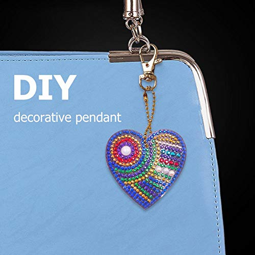 5pcs DIY Heart Sharp Keychain Diamond Painting Mosaic Making Kits 5D Diamond Painting Key Chain Full Drill Bag Love Hanging Ornaments