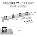 Hyperikon Vanity Lights, 4 Light Vanity Bar Strip Fixture, 24 Inch with 4 Sockets (E26 Medium Base), Polished Chrome Vanity Lights, Plug and Switch Rotary Cord - Bulbs Not Included (2 Pack)