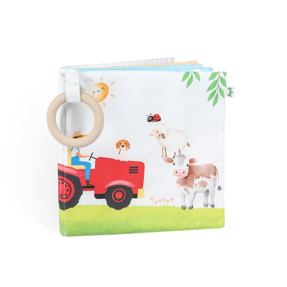Petinard Label Photo Album Baby Photo Book Made of Organic Cotton Farm I with Teething Ring and Pendant as Memory Book I Children Baby from 0 Months I Gifts for Birth and Getting Used to