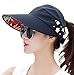 HINDAWI Sun Hats for Women Sun Hat Wide Brim UV Protection Summer Beach Foldable Visor Black