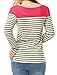 Allegra K Women Long Sleeves Round Neck Stripes Stretch T-Shirt Black M