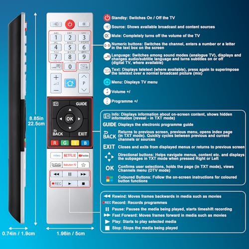 para Mando-Toshiba-TV, Universal Mando a Distancia para Original Toshiba Smart TV, con 6 Atajos