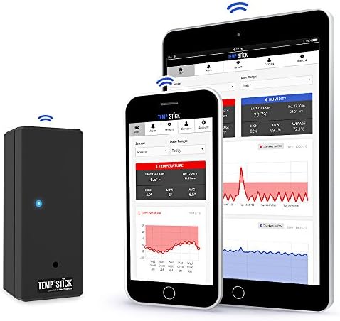 Temp Stick Wireless Temperature Sensor + 24/7 Monitoring, Alerts & Unlimited Historical Data. Connects Directly to WiFi. Free iPhone and Android Apps. Check-In From Anywhere! - Black
