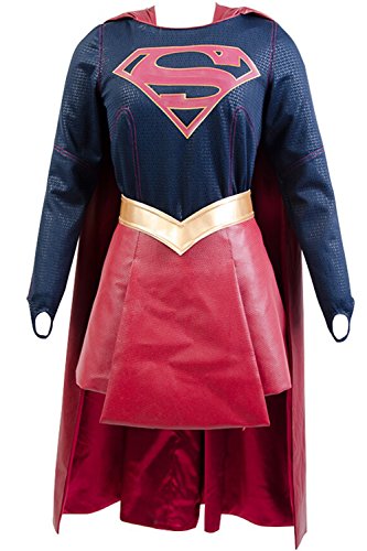 Supergirl Kara Danvers Cosplay Costume Adult Suit Dress Skirt Outfit Cape