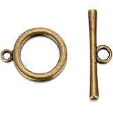 Adabele 20 Sets Smooth Round Toggle Clasp 20.8mm (0.82 Inch) Large T-Bar Closure Tarnish Resistant Antique Bronze for Necklace Bracelet Craft Jewelry Making MC-AF54