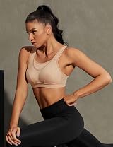 WingsLove Women's High Impact Sports Bra Full Coverage Wirefree Nude view 3