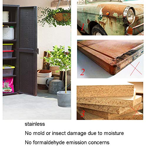 ZHOUAICHENG Gartenschrank Außenrasenschrank Kunststoff Rattan-Finish Umweltschutz Formaldehydfrei Im Nordischen Stil… – Bild 8
