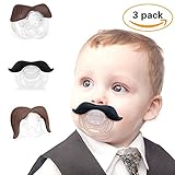 3Pcs Cute Gentleman Mustache Pacifier for Baby, Newborn Infant Pacifier Gift BPA Free Latex Free made With Silicone (B)