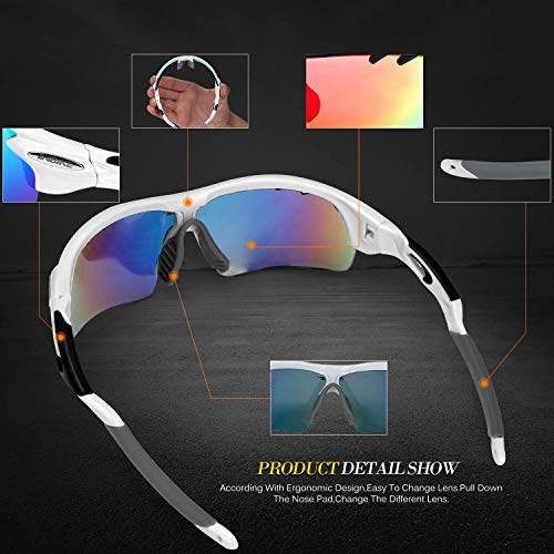 JOGVELO Polarized Sports Sunglasses,Cycling Glasses Men with 5