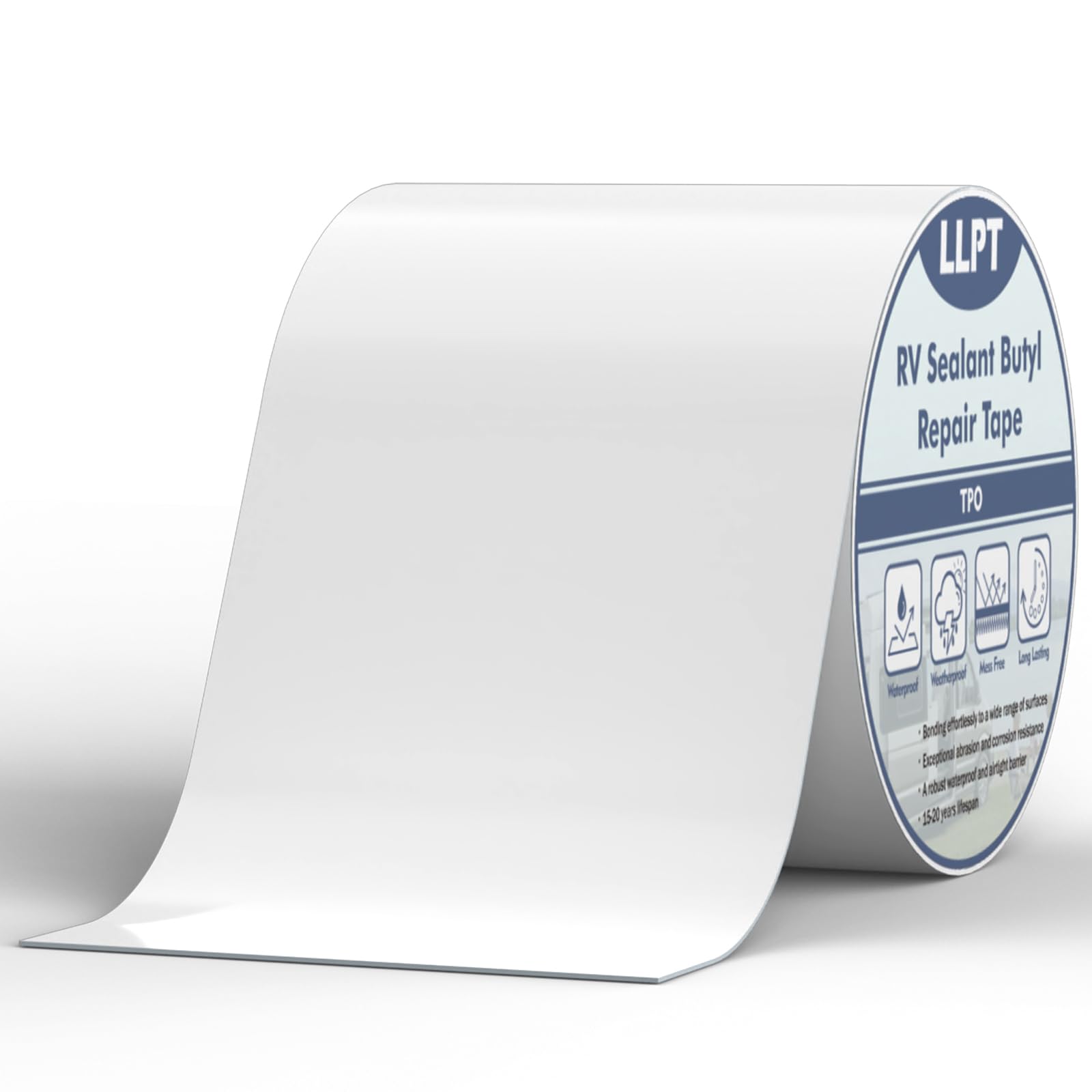 LLPT Butyl Tape/Roof Sealant | 152 mm x 15 m | White | UV Stable RV Sealant Repair Tape | Extreme Durable Waterproof Airtight | for Window RV Repair Boat Trailer Motorhome Patching (SV62110WT6)
