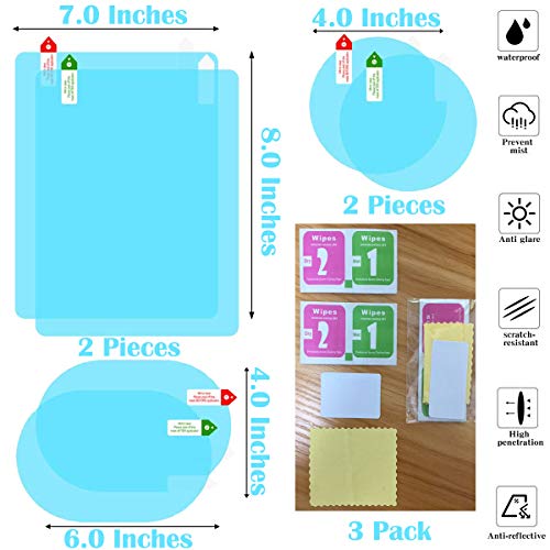 6PCS 3 Sizes Car Mirror Nano Film for Rear-View Mirror & Side Window, Anti-Fog Anti-Glare Anti-Scratch Anti-Mist Anti-rainwater HD Mirror Window Film Clear Protective Sticker for Safe Driving