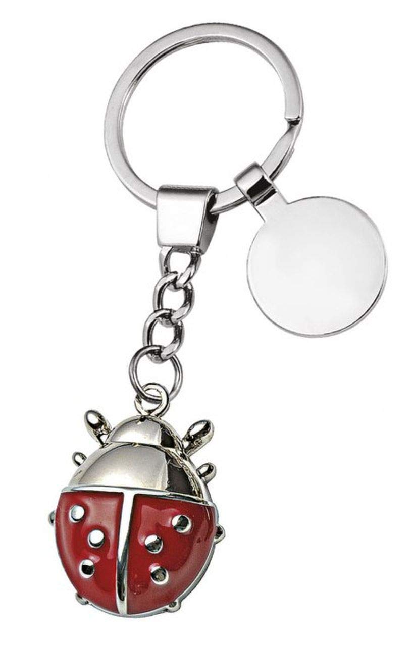 Ten Chrome-plated red ladybird keychain with plate cod.EL7583 cm 9x3,2x1h by Varotto & Co.