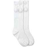 Jefferies Socks girls Rib Pom Pom Knee High Socks 1 Pair Pack