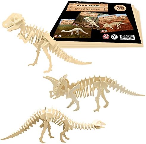 WoodFlair 3D Wooden Puzzle, Set of 3, Prehistoric