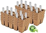 100 pcs Seed Starter Tray | Peat Pots kit | Plant Starters | Seed Planting of Vegetables and Flowers | Organic Biodegradable 100% Eco Friendly | BONUS 20 Plastic Plant Markers | Bulk 100 Cells