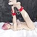 Adult flirting supplies Interest stainless steel handcuffs ankle bracelets suit Adult leather products Hot Sale Sex Toy Adjustable Steek Spreader Bars with Cuffs Bondage (Red)