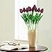 JUSTOYOU 20pcs Artificial Tulips Flowers Real Touch PU Fake Tulip Bouquet for Wedding Home Décor (burgundy)
