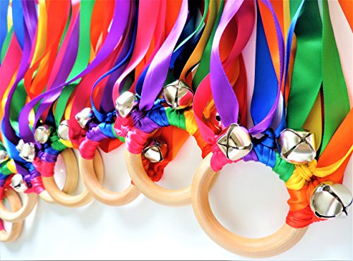 Kids Birthday Party Wedding Favors - Satin Ribbon Streamers with Bells Fairy Wands Waldorf Hand Kite - Thumbnail 2