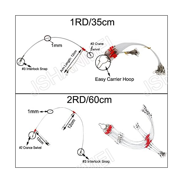 JSHANMEI-12pcslot-Fishing-Leaders-Nylon-Line-Fishing-Wire-Rigs-Leaders-Trace-Lures-for-Fishing-Lure-SpinnerHookMinnowPoperCrankbaitMetal-SpoonsHard-lures-Complete-with-Swivel-Snap-Beads